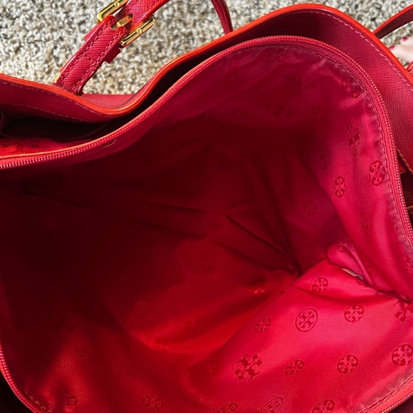 Tory Burch Red Tote Bag with buckles! - Picture 7 of 14